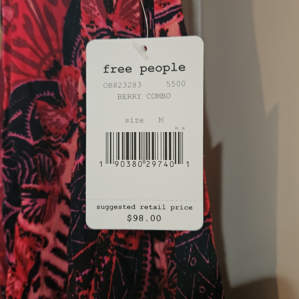 Free People Steal The Sun Halter Mini Dress Ruffle Hem Cutout Swingy Red Md NWT - Picture 3 of 16